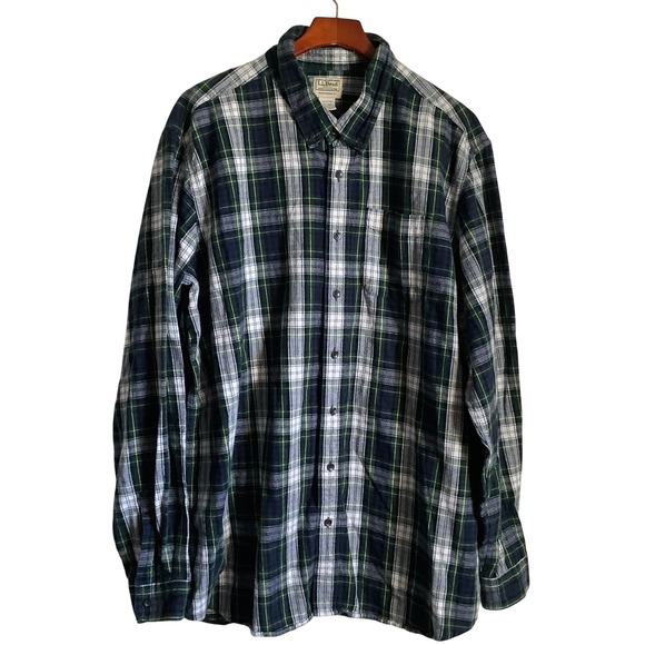 LLBean Traditional Fit Flannel Shirt XXLTall Plaid Long Sleeve Cotton - Picture 2 of 11